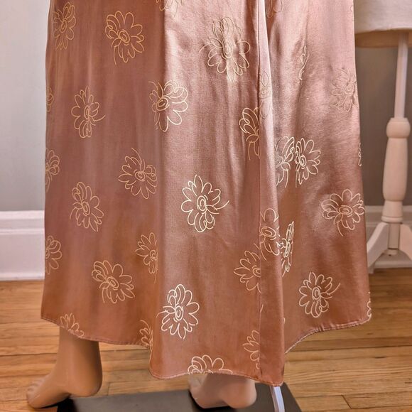 Vintage 1990s Exact Change Midi Skirt Floral Champagne USA Made Size 7 - Picture 7 of 10